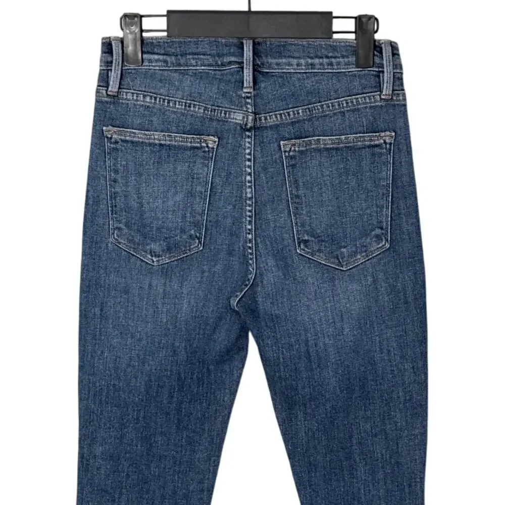 FRAME Le High Straight Jeans‎ in Broadway Medium Distressed Wash Size 28